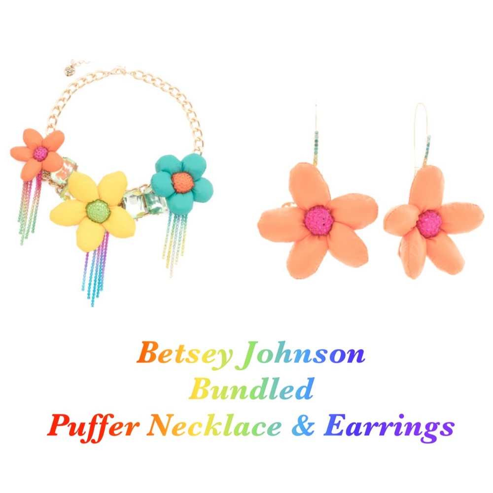 🔥NWT🔥BETSEY JOHNSON Puffer Flower Statement BUNDLE Floral Multicolor.